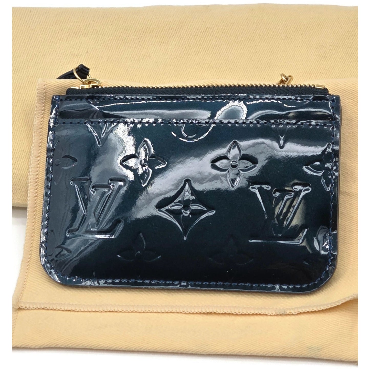 Louis Vuitton Melrose Avenue Monogram Vernis Bleu Nuit Bag Wallet Coin Pouch Set