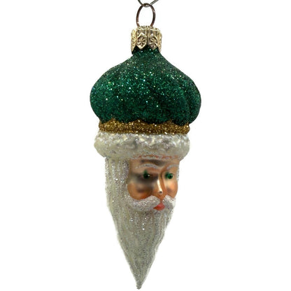 Patricia Breen Miniature Minsk Santa Head Green Hat Christmas Tree Ornament 2152