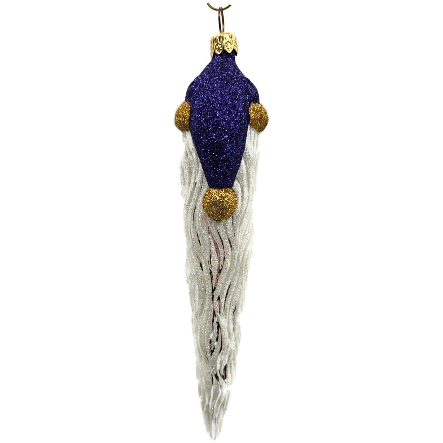 Patricia Breen Santa Icicle Purple Gold White Christmas Tree Ornament