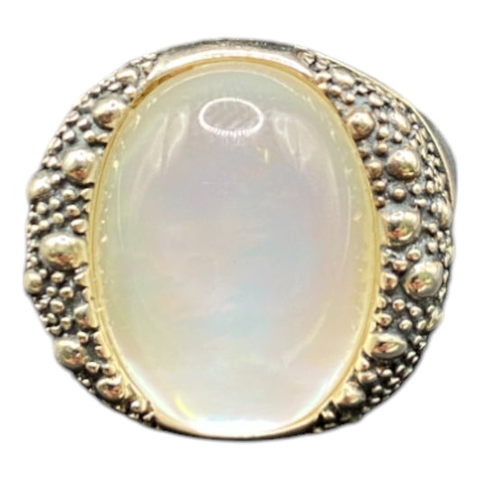 Michael Dawkins Ring 925 Sterling Silver Starry Night Mother of Pearl Dome Sz 9