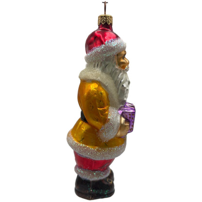 Christopher Radko Squeezebox Santa Yellow Christmas Tree Ornament 97-251-0