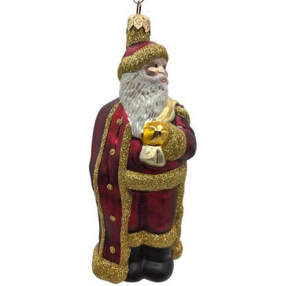 Patricia Breen Jordan Santa Claus Bordeaux Gold Christmas Holiday Tree Ornament