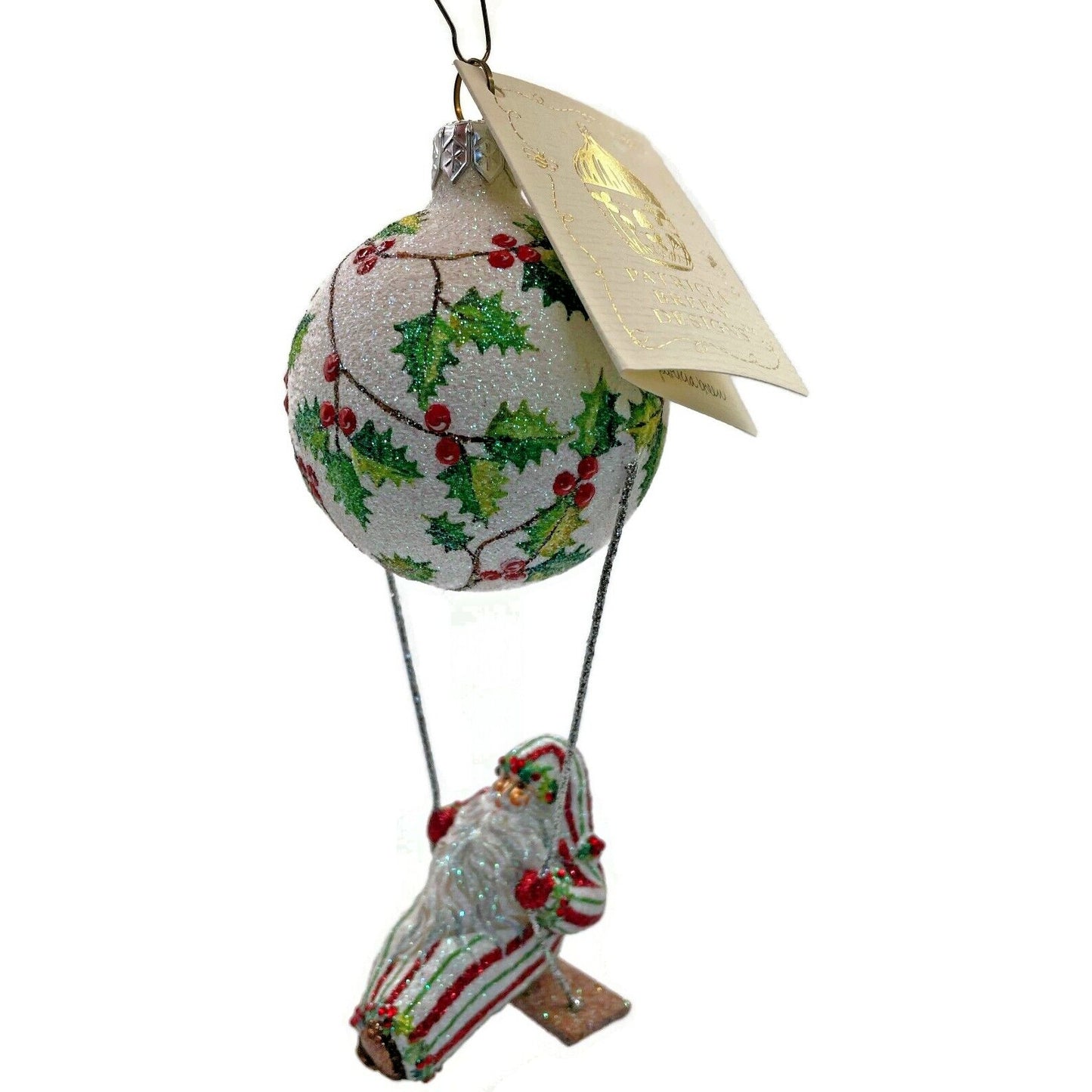 Patricia Breen Ornament Swing Time Holly Santa Claus Stripe Christmas Tree Decor