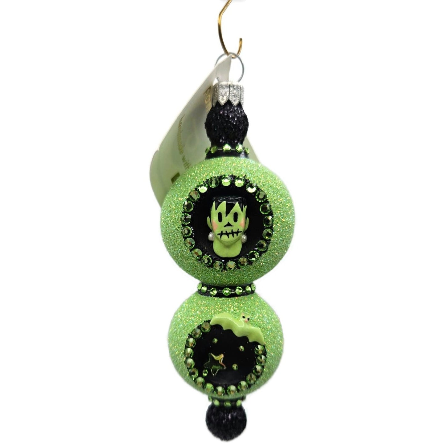 Patricia Breen Joyeux Frankenstein Green Double Reflector Halloween Ornament