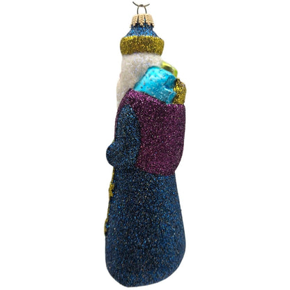 Larry Fraga Mr. Fabulous Santa Tree Star Glitter Series Glass Christmas Ornament