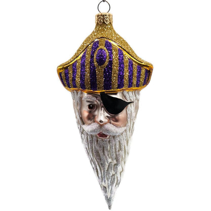 Patricia Breen Pirate Rex Gold Purple Striped Nautical Christmas Ornament OOAK
