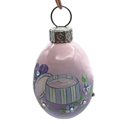 Patricia Breen Miniature Egg Millinery Lavender Pink Easter Christmas Ornament
