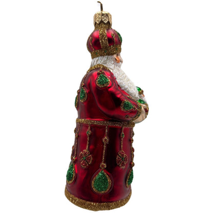 Patricia Breen Bedecked Bejeweled Santa Red Gold Green Christmas Ornament NM