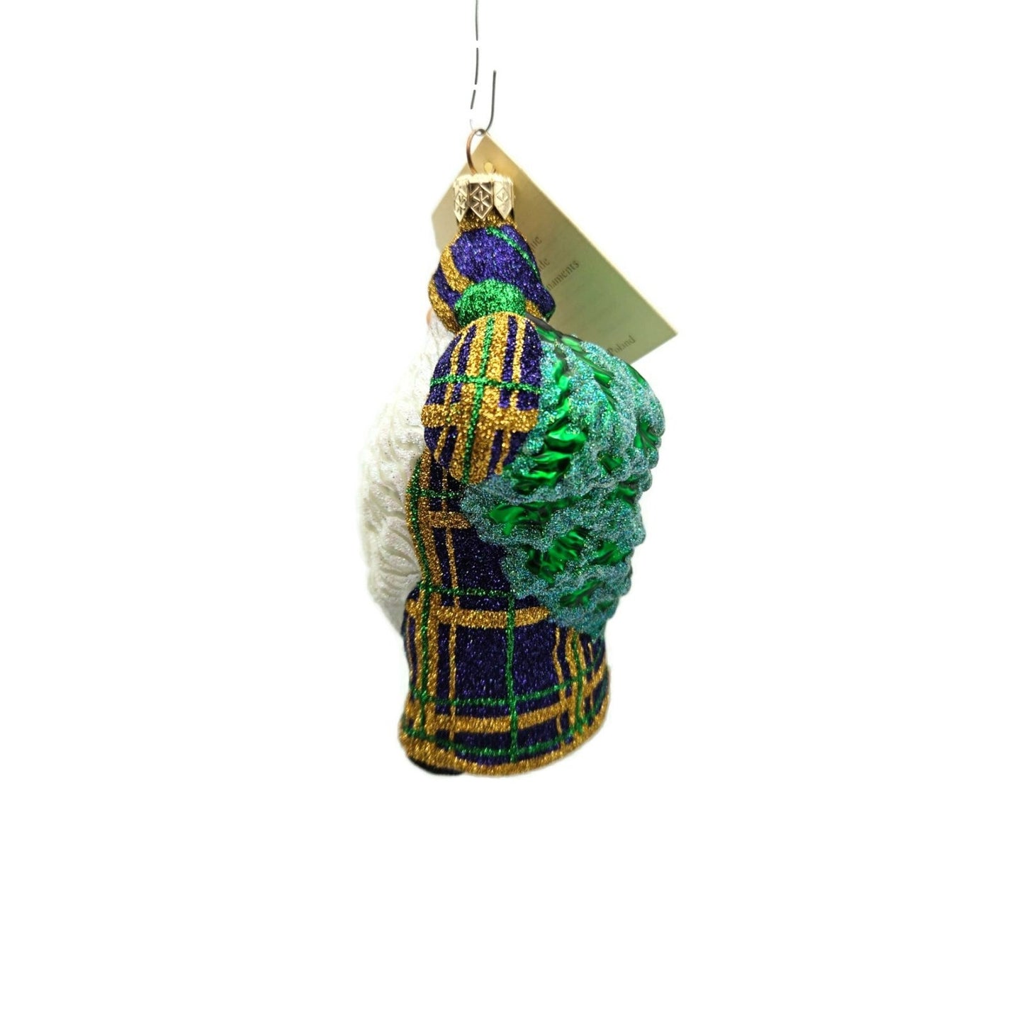 Patricia Breen Santa For Jason Plaid Purple Glittered Christmas Holiday Ornament