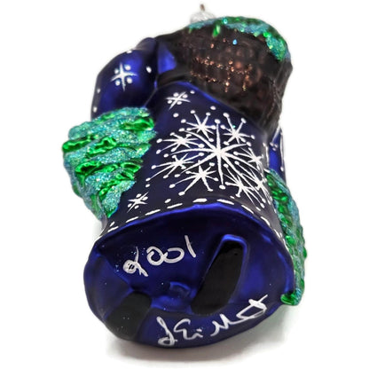 Patricia Breen Through The Woods Cobalt Blue Santa Pine Trees Christmas Ornament