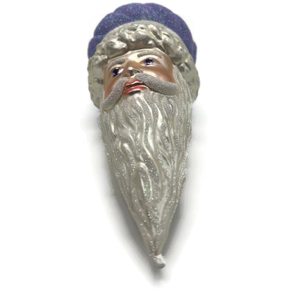 Patricia Breen Minsk Santa Claus Head Lavender Christmas Tree Ornament AIC