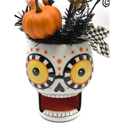 Mackenzie Childs Boo Arrangement Halloween Candy Corn Pumpkin Skull Figurine
