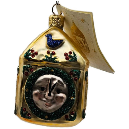 Patricia Breen Hickory Dickory Clock Gold Green Trim Christmas Tree Ornament