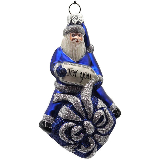 Patricia Breen For You Henry Cobalt Santa Claus Present Christmas Tree Ornament