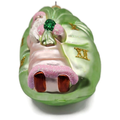 Patricia Breen Advent Santa Roman Numerals Pink Green Bag Christmas Ornament