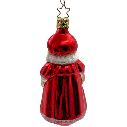 Mrs Claus Red Dress Star Top Inge Glass Ornament German Christmas Tree Decor
