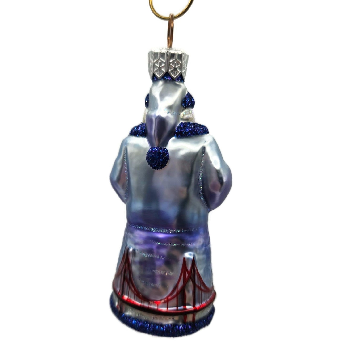 Patricia Breen Miniature San Francisco Santa Purple Glittered Christmas Ornament