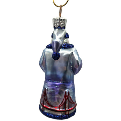 Patricia Breen Miniature San Francisco Santa Purple Glittered Christmas Ornament