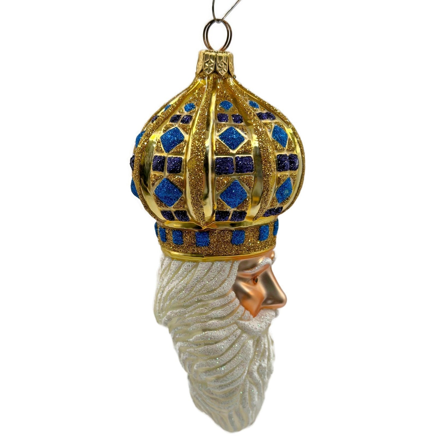 Patricia Breen Bijoux Noel Santa Claus Head Gold Crown Christmas Ornament 2101