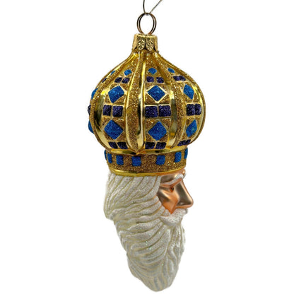 Patricia Breen Bijoux Noel Santa Claus Head Gold Crown Christmas Ornament 2101