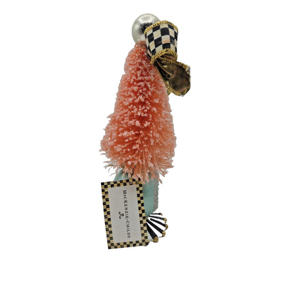 Mackenzie Childs Home Sweet Snow Bottle Brush Tree Pink Courtly Check Black Bow