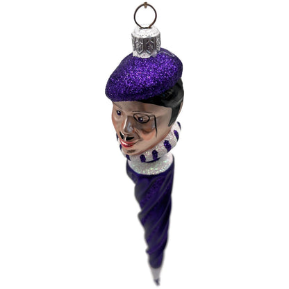 Patricia Breen French Twist Purple Glittered Stripes Monocle Christmas Ornament