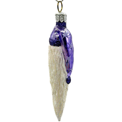 Patricia Breen Stocking Cap Santa Head Purple Stars Christmas Tree Ornament