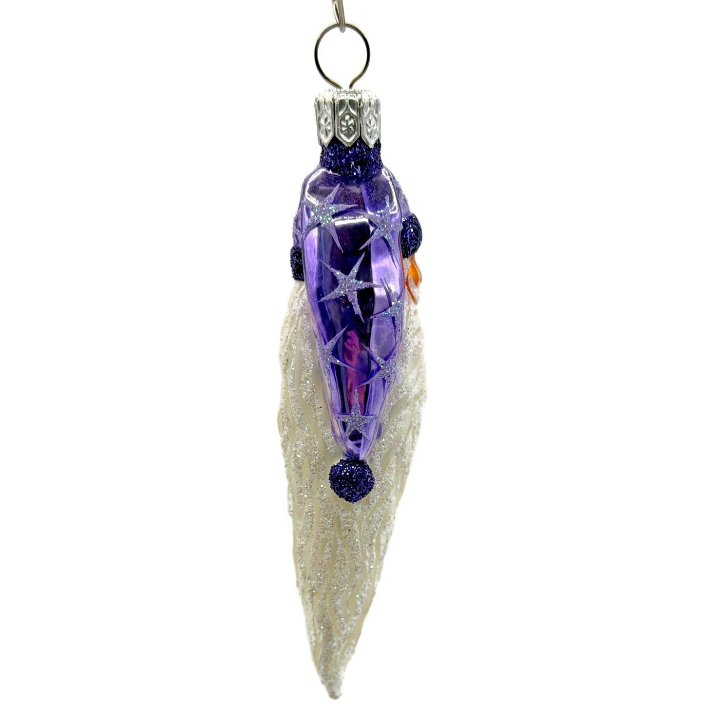 Patricia Breen Stocking Cap Santa Head Purple Stars Christmas Tree Ornament