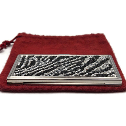 Vintage Judith Leiber Swarovski Crystal Zebra Business Card Holder Silver Tone