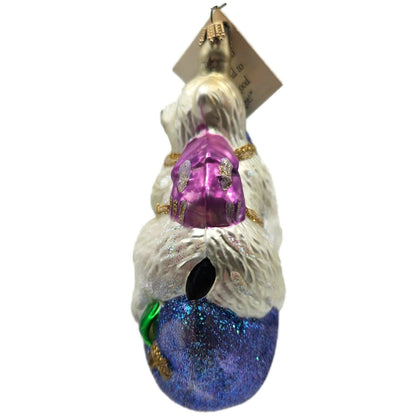 Larry Fraga Moonstruck Polar Bear Moon Stars Glass Christmas Tree Decor Ornament