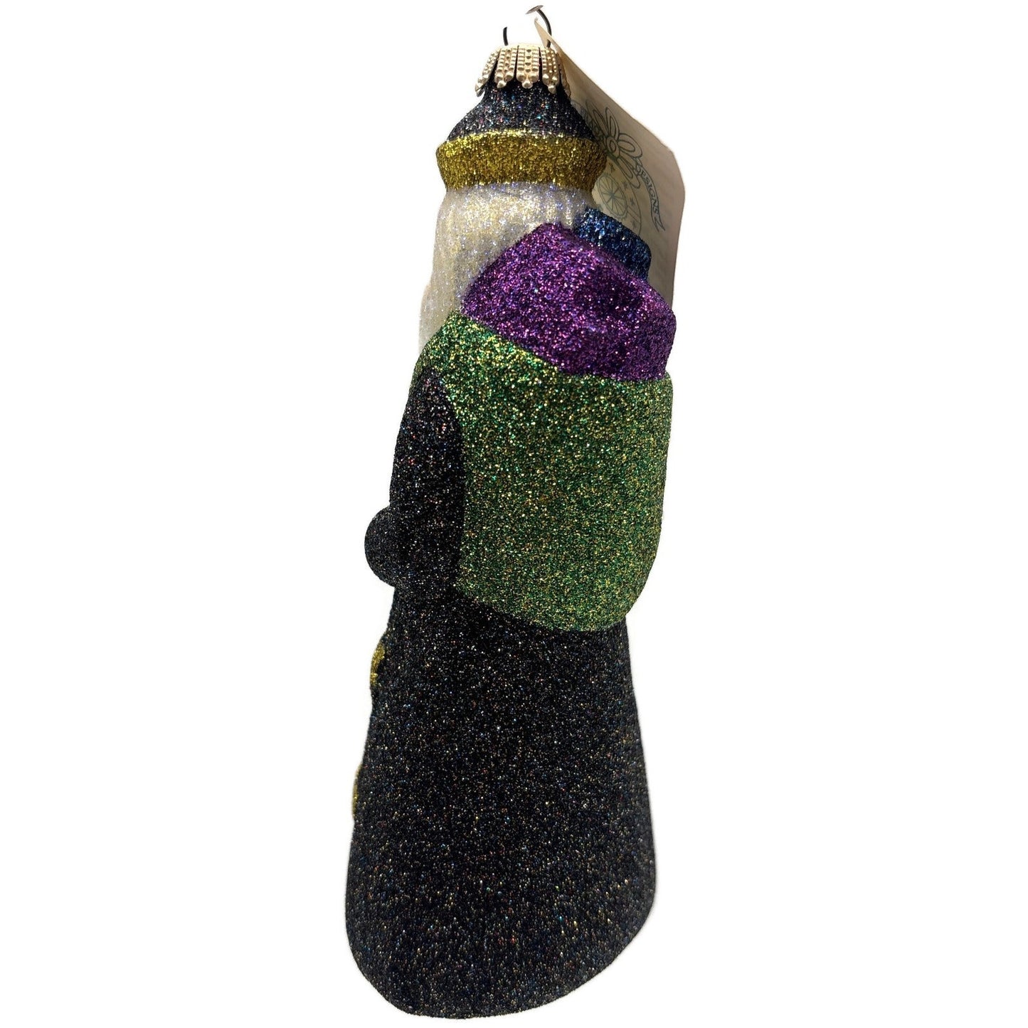 Larry Fraga Mr. Fabulous Glitter Series Green Purple Christmas Tree Ornament