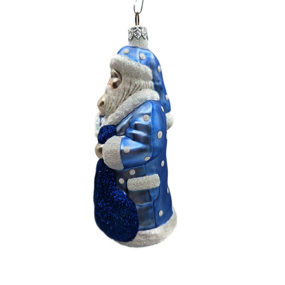Ornament Patricia Breen Shhhh Santa Claus Blue Pearl Dots Christmas Holiday Tree