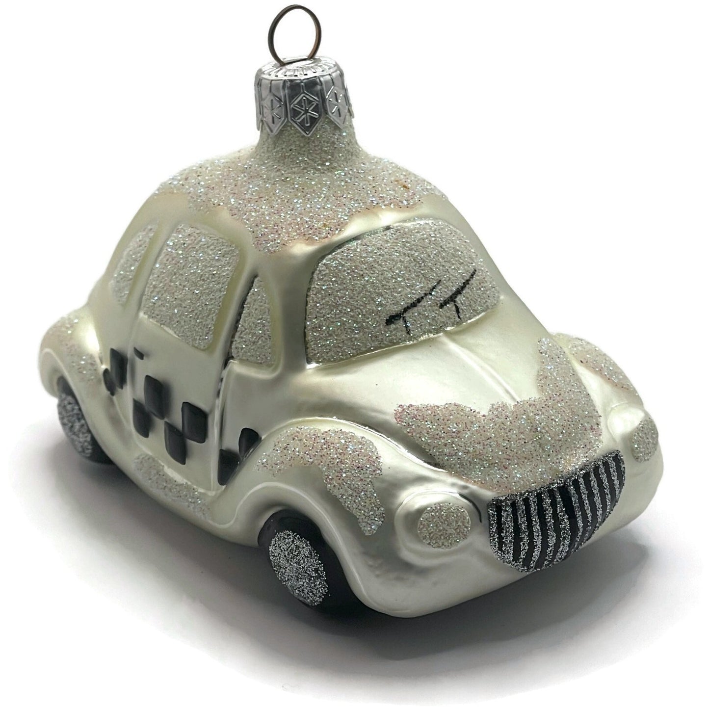 Patricia Breen Little Yellow Taxi Pearl Car Extra Glitter Christmas Ornament