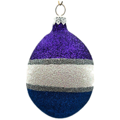 Patricia Breen Egg Blue White Purple Striped Easter Christmas Tree Ornament TCS