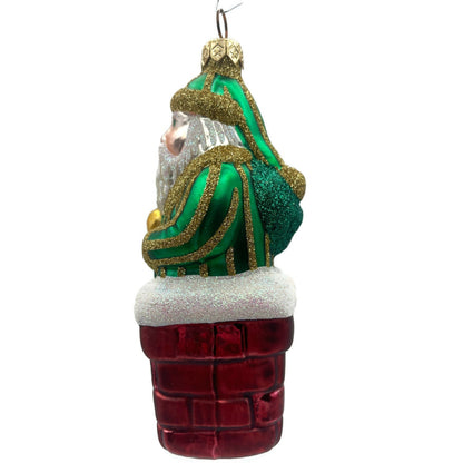 Patricia Breen Here Comes Santa Claus Green Stripes Variant Christmas Ornament
