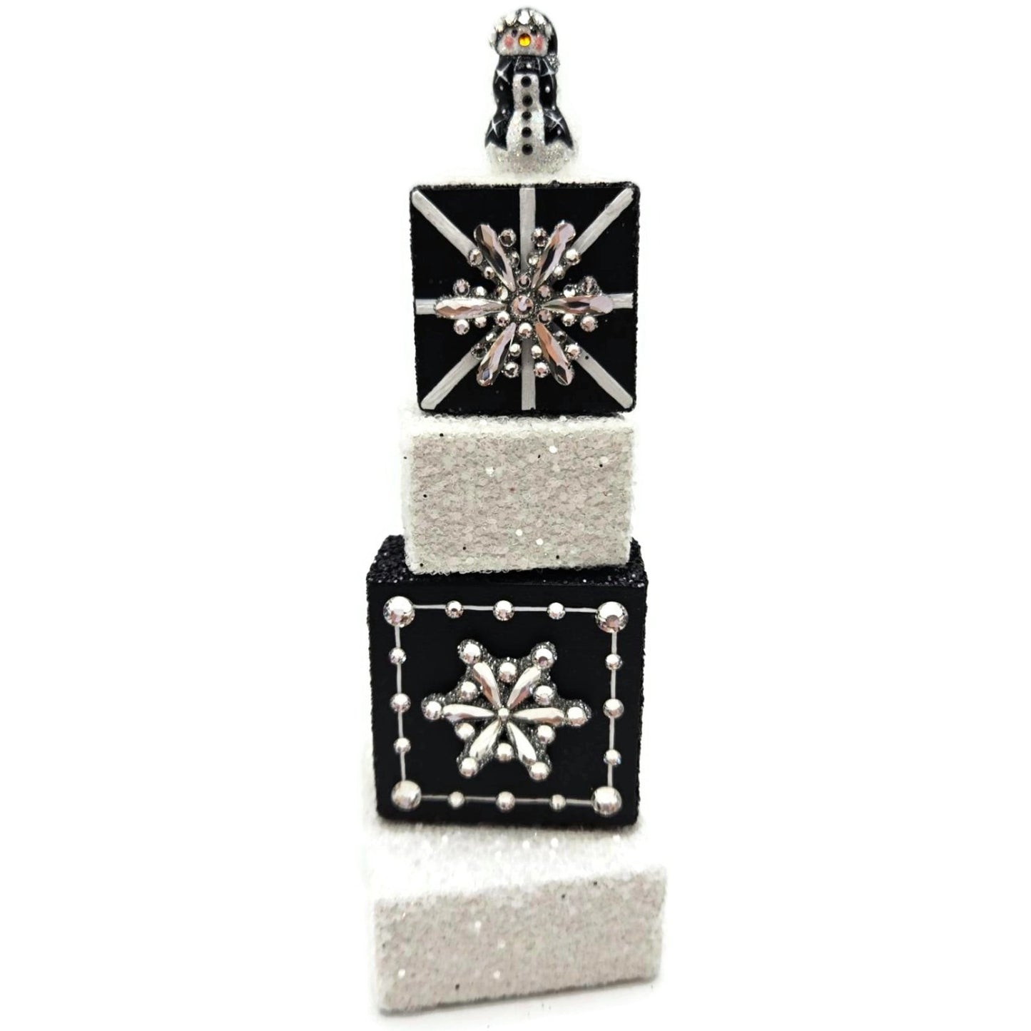 Patricia Breen Presenting Black Snowman Free Standing Christmas Ornament Blocks