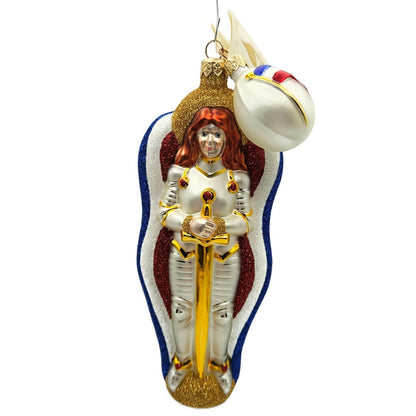 Patricia Breen Joan of Arc Pearl Halo Matte Egg 2 Part Christmas Tree Ornament
