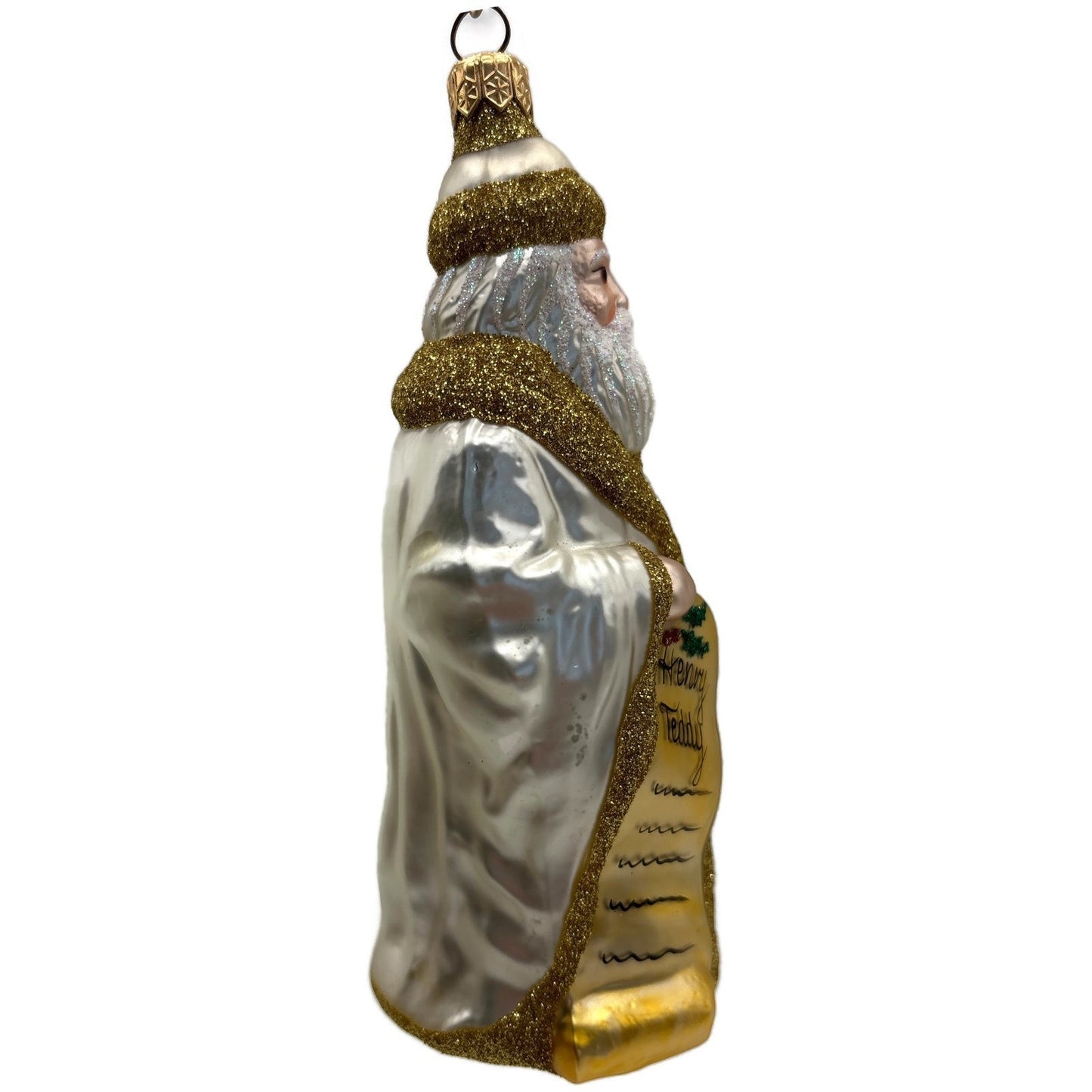 Patricia Breen Making His List Santa Pearl Gold Holly Berries Christmas Ornament