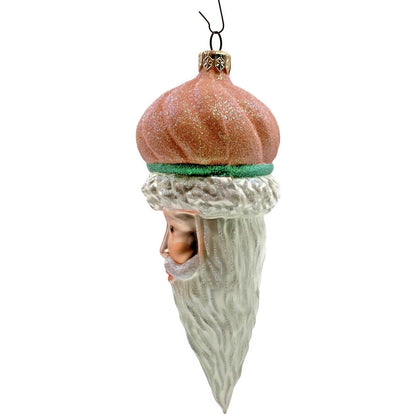 Patricia Breen Minsk Santa Claus Head Tangerine Glitter Christmas Tree Ornament