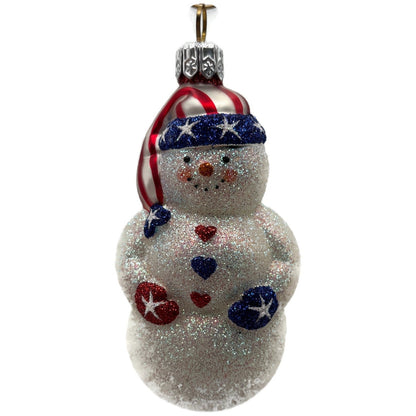 Patricia Breen Loving Snowman Patriotic Star Striped Christmas Tree Ornament
