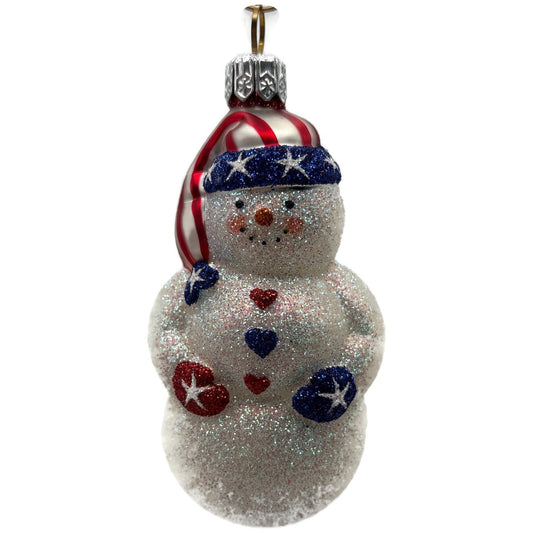 Patricia Breen Loving Snowman Patriotic Star Striped Christmas Tree Ornament