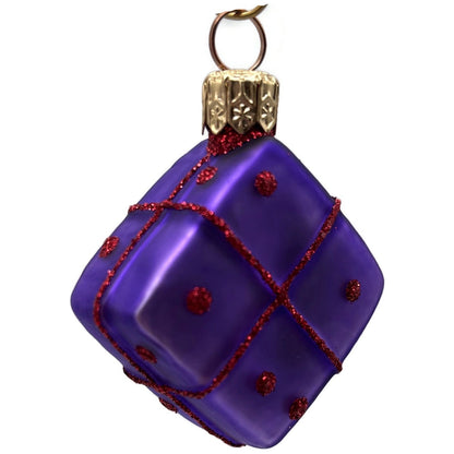 Patricia Breen Beribboned Present Purple Red Polka Dots Gift Christmas Ornament