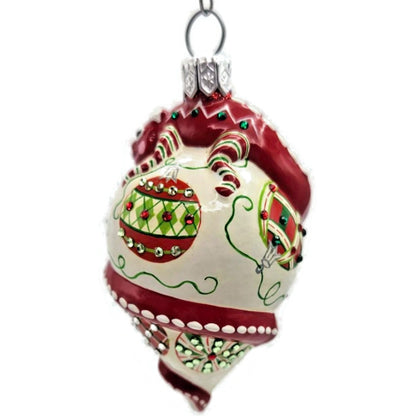 Patricia Breen Topping Chameleon Winter Striped Holly Christmas Tree Ornament