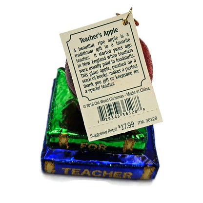 Old World Christmas Teachers Apple Books Christmas Tree Ornament OWC 36128