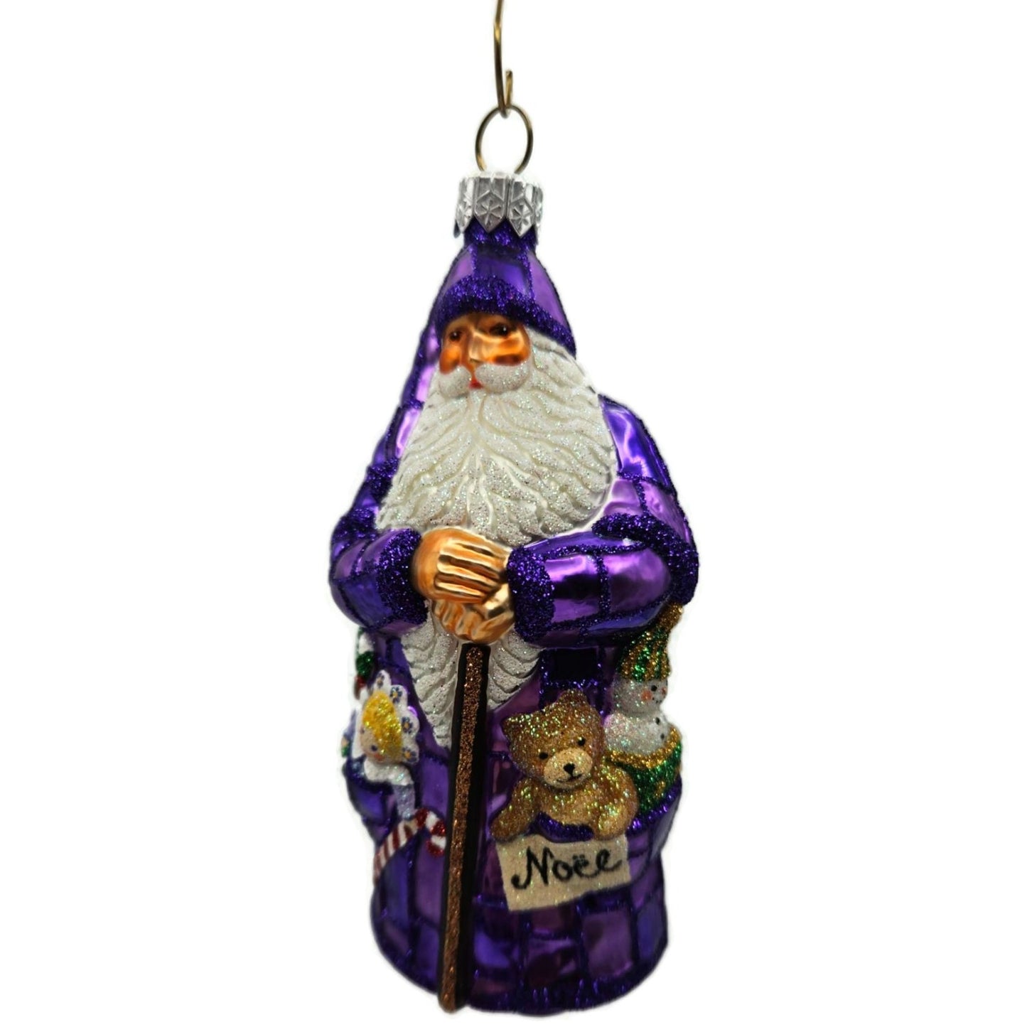 Patricia Breen Patchwork Santa Noel Purple Plaid Christmas Tree Ornament CATZ