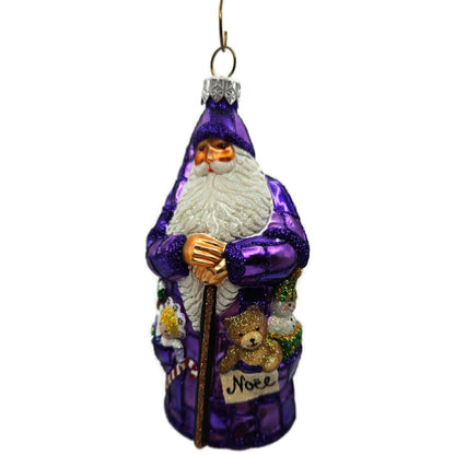 Patricia Breen Patchwork Santa Noel Purple Plaid Christmas Tree Ornament CATZ