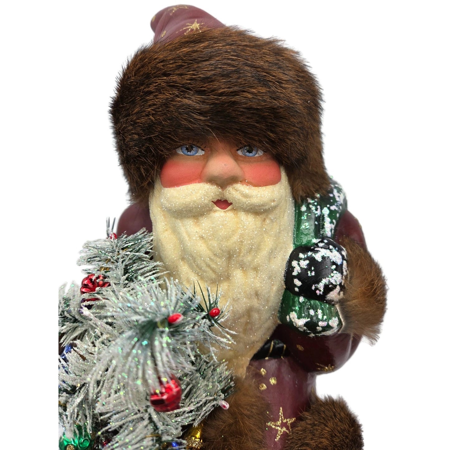 Ino Schaller Santa Claus Red Coat Paper Mache Candy Container Limited Edition