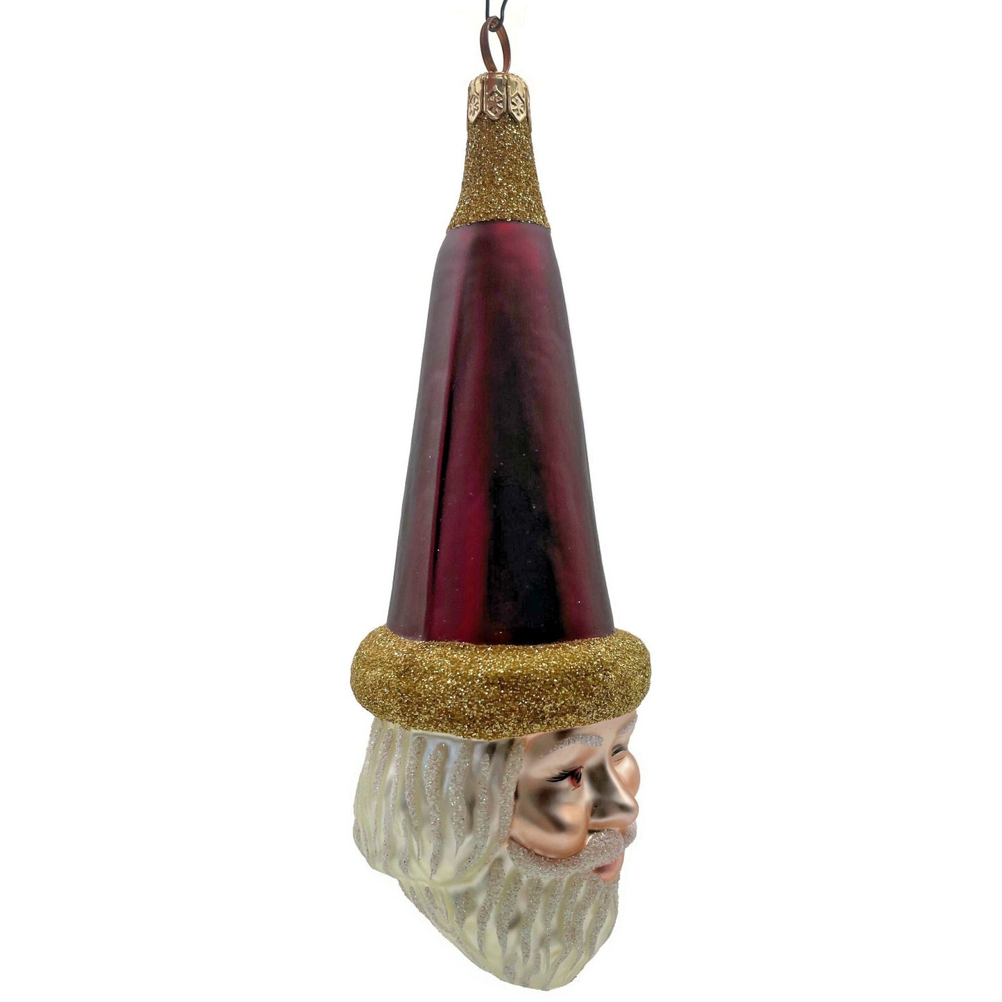 Patricia Breen Wink of His Eye Bordeaux Santa Claus Head Christmas Tree Ornament