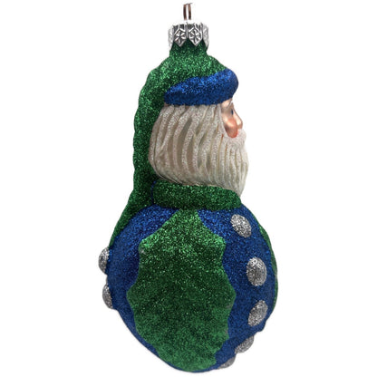 Patricia Breen Hollyberry Santa Claus Blue Green Silver Christmas Tree Ornament