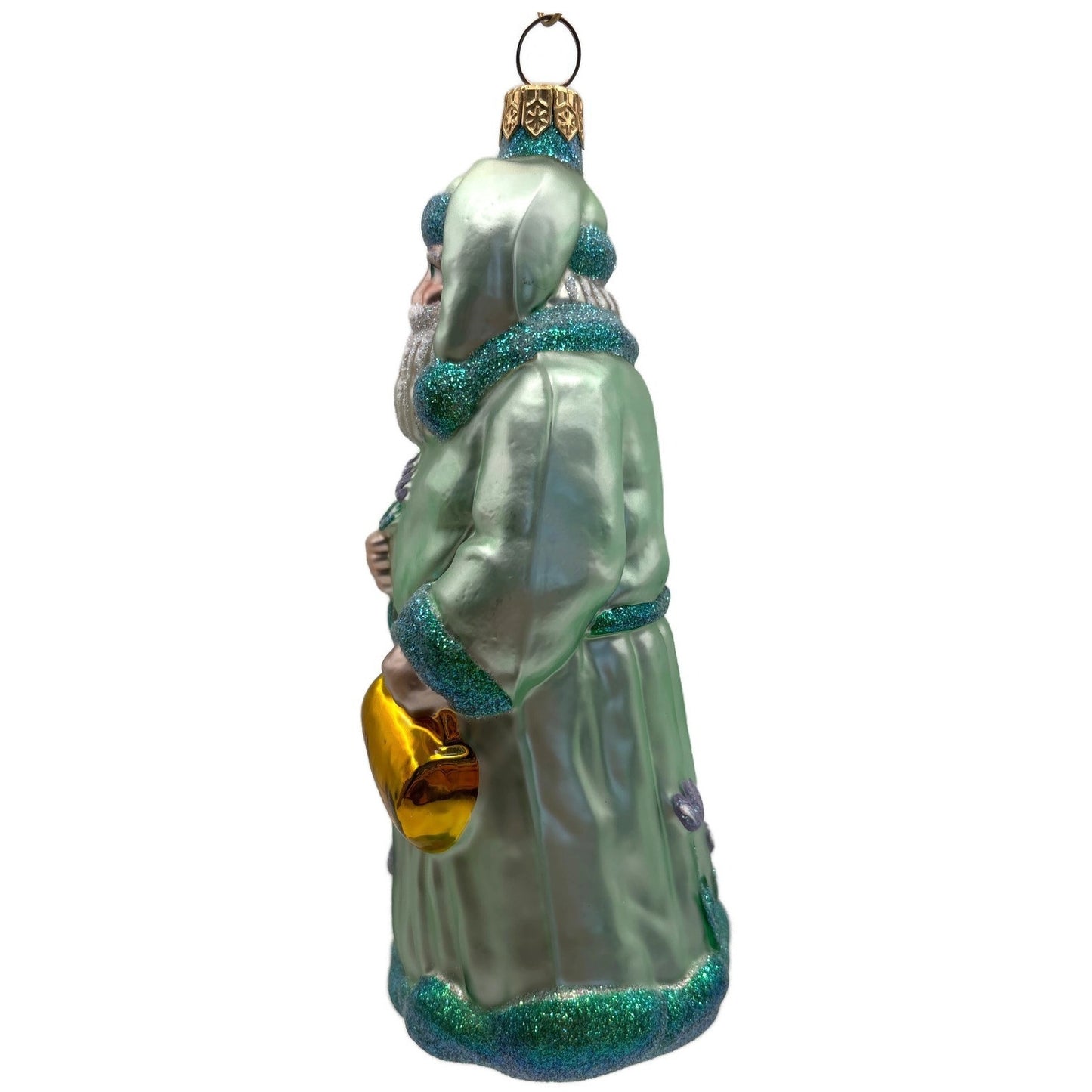 Patricia Breen Santa Dreams of Spring Flowers Gold Green Christmas Tree Ornament